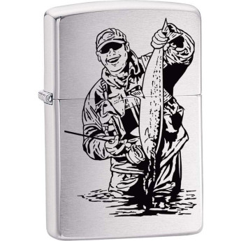 Zippo 200 Fisherman With Fish — зажигалка с рыболовным рисунком